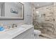 Updated bathroom with walk-in shower and modern vanity at 8334 139Th Ln, Seminole, FL 33776