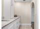 Double vanity bathroom with granite countertops at 2139 Abby Ave, Spring Hill, FL 34609