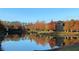 Community lake with autumn trees reflecting in water at 17241 Old Tobacco Rd, Lutz, FL 33558