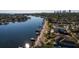 Wide aerial view of a waterfront house, highlighting its location and surroundings at 2834 Coffee Pot Ne Blvd, St Petersburg, FL 33704