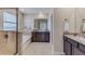 Double vanity bathroom with soaking tub and walk-in shower at 3546 Thistle Bank Ct, Plant City, FL 33565