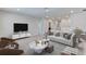Open living area with comfortable seating, a large TV, and a marble coffee table at 3546 Thistle Bank Ct, Plant City, FL 33565