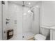 Large walk-in shower with glass enclosure and hexagon tile floor at 162 E Davis Blvd, Tampa, FL 33606