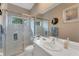 Bathroom with shower, vanity, and toilet at 2850 Deer Run, Tarpon Springs, FL 34688