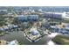 Aerial view of waterfront community with pool, tennis courts, and private docks at 5736 Biscayne Ct # 3, New Port Richey, FL 34652