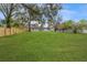 Large backyard with spacious lawn and wood fence at 908 Victoria St, Brandon, FL 33510