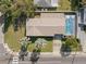 Aerial view of a single-Gathering home with a pool and fenced backyard at 1198 40Th Ne Ave, St Petersburg, FL 33703