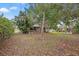Spacious backyard with mature trees and a large grassy area at 150 Almedo Ne Way, St Petersburg, FL 33704