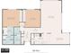 1302 sq ft floor plan, 2 bedrooms, 3 baths, living room, kitchen and dining area at 632 Edgewater Dr # 439, Dunedin, FL 34698