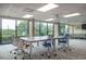 Large community room with multiple tables and chairs, offering a workspace with a view at 7050 Sunset S Dr # 211, South Pasadena, FL 33707