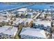 Aerial shot showcasing the property's prime location near the bay and bridge at 206 Church Ave, Bradenton Beach, FL 34217