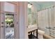 Small bathroom with nautical theme and walk-in shower at 214 Bon Vie Pl, Valrico, FL 33594