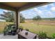 Relaxing covered patio overlooking a grassy backyard at 30148 Fedora Cir, Brooksville, FL 34602