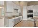 Bright kitchen with white cabinets, granite counters, and double ovens at 32202 Summerglade Dr, Wesley Chapel, FL 33545