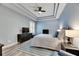 Spacious main bedroom with a ceiling fan and window seating at 5610 Golden Isles Dr, Apollo Beach, FL 33572