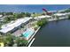 Aerial view showing the community pool and waterfront location at 611 Destiny Dr # 216, Ruskin, FL 33570