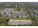 Modern townhome community shown in an aerial view at 8709 Palm Ranches Pl, Tampa, FL 33614