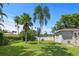 Large backyard with lush grass and palm trees at 1742 Bayshore Blvd, Dunedin, FL 34698