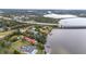Aerial view showing home's waterfront location and surrounding area at 2886 Bay Shore Dr, Safety Harbor, FL 34695