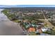 Aerial view showcasing the property's waterfront setting and neighborhood context at 2886 Bay Shore Dr, Safety Harbor, FL 34695