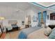 Bright bedroom with vaulted ceilings, ceiling fan, and ample closet space at 2886 Bay Shore Dr, Safety Harbor, FL 34695