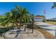 Neatly landscaped yard with palm trees and bird bath at 1207 Bluewater Dr, Sun City Center, FL 33573