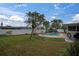Spacious backyard with pool and lush tropical landscaping at 5084 42Nd S St, St Petersburg, FL 33711