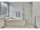 Bathroom with shower, tub, and double vanity at 19820 Morden Blush Dr, Lutz, FL 33558
