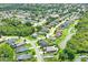 Aerial view of a residential area with houses near a pond at 3238 Mela Ct, Holiday, FL 34691