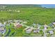 Aerial view showcasing a neighborhood near a waterfront with lush vegetation at 3238 Mela Ct, Holiday, FL 34691