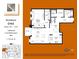 Floor plan showing a 1-bedroom, 2-bathroom condo with a den at 628 Cleveland St # 1201, Clearwater, FL 33755