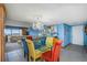 Bright dining room with glass table and colorful chairs at 7893 Sailboat Key S Blvd # 304, South Pasadena, FL 33707