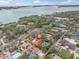 Wide aerial view of property, highlighting its waterfront proximity and neighborhood setting at 1545 Park N St, St Petersburg, FL 33710