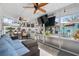 Relaxing screened porch with seating and a TV at 246 43Rd Ne Ave, St Petersburg, FL 33703