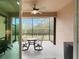 Cozy screened porch with table and chairs, overlooking the backyard at 5914 Fiore Dr, Bradenton, FL 34208