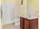 Full bathroom with shower/tub combo and wood vanity at 18119 Diamond Cove Ct, Tampa, FL 33647
