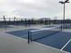 Well-maintained pickleball courts with nets and surrounding fence at 19771 Ship Wheel Way, Land O Lakes, FL 34638