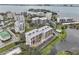 An aerial view of the condo building and surrounding area at 220 Belleview Blvd # 607, Belleair, FL 33756