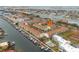 Aerial view of waterfront townhouses with boat slips at 274 Madeira Cir, St Petersburg, FL 33715