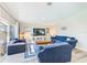 Comfortable living room with blue sofas and a large TV at 3113 Chamblee Ln, Clearwater, FL 33759