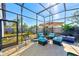 Cozy screened patio with comfortable seating at 3113 Chamblee Ln, Clearwater, FL 33759