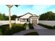 Modern house with a white exterior, gray garage door, and a paved driveway at 3307 W Oak Ave, Plant City, FL 33563