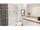 Clean bathroom with shower/tub combo and granite countertop at 3483 Hilltop Cir, Lakewood Ranch, FL 34211