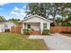 Cute white cottage with a wood front porch and fenced yard at 6297 29Th N St, St Petersburg, FL 33702