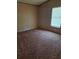 Carpeted bedroom with window and neutral walls at 1463 Bobolink St, Zephyrhills, FL 33540