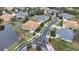 Aerial view of community with homes and lake at 27325 Mistflower Dr, Wesley Chapel, FL 33544