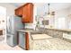 Modern kitchen with stainless steel sink and granite countertop at 27325 Mistflower Dr, Wesley Chapel, FL 33544