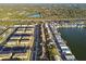 Aerial view of townhomes near a lake at 8841 Walnut Gable Ct, Riverview, FL 33578