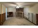 Living room with brick fireplace and water damage at 9524 Treasure Ne Ln, St Petersburg, FL 33702