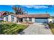 Single story home with blue accents and a neatly landscaped yard at 1210 Lady Elaine Dr, Valrico, FL 33594
